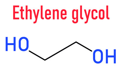 Ethylene glycol car antifreeze and polyester building block molecule. Skeletal formula.