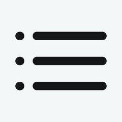 List or checklist website menu icon with solid black color