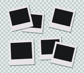 Set of vector Photo frame mockup design on sticky tape isolated on transparent background 