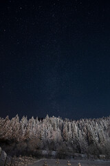 Starry winter night in the mountains