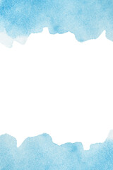 Blue abstract art background frame with watercolor stain elements. Suitable for social media posts, mobile apps, banners design and ads