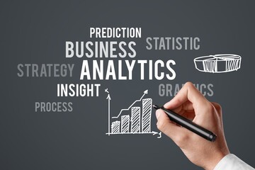 Business analystics financial concept, hand draws chalk infographics. Concept of exchange rates and...