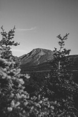 Alaska mountain in black and white