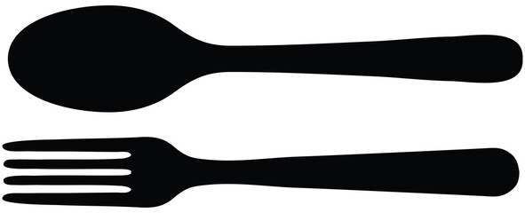 spoon and fork black icon