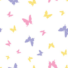 Fototapeta na wymiar Vector butterfly seamless repeat pattern, colorful background.