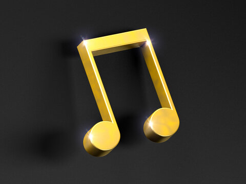 Fondo musical. Notas musicales doradas sobre fondo negro. Ilustraci&oacute;n 3d. Concepto de canci&oacute;n y melod&iacute;a. 