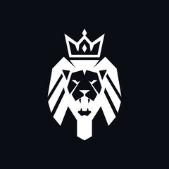 lion illustration logo wearing a crown