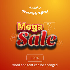 text effect in orange ,black and red color with glossy style. sale text effect
