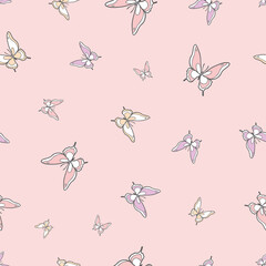 Pastel butterfly seamless repeat pattern design,