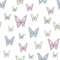 Vector butterfly seamless repeat pattern background.