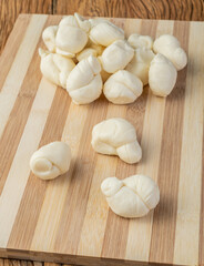 Nozinho or Knot mozzarella, typical brazilian artisanal fresh white cheese