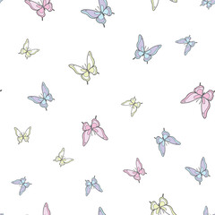 Vector butterfly seamless repeat pattern background.