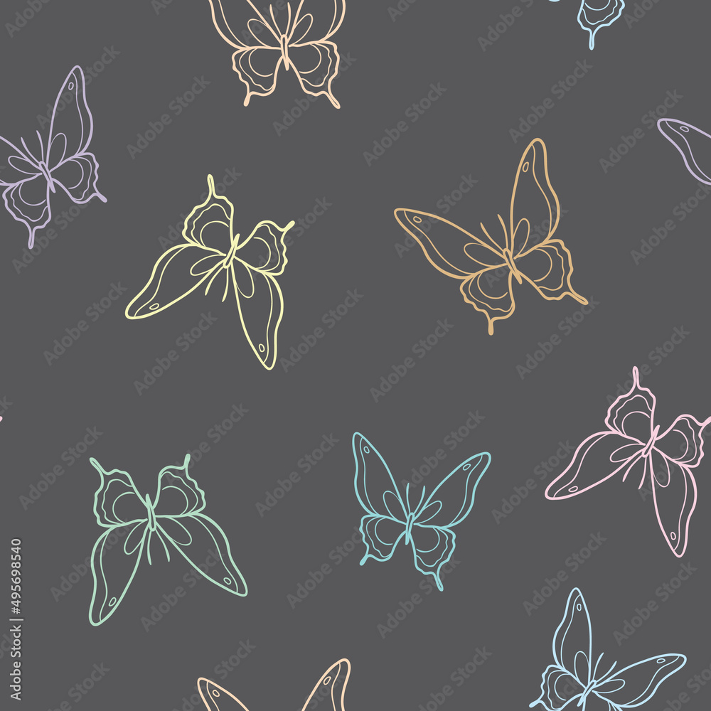 Aufkleber vector butterfly seamless repeat pattern background.