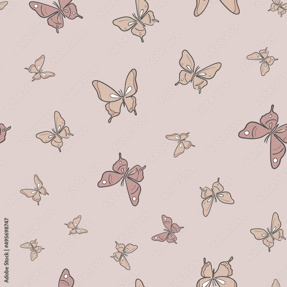 Poster Vector butterfly seamless repeat pattern background.