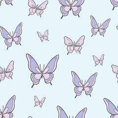 Vector butterfly seamless repeat pattern background.