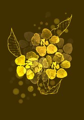 Ilustración de flor dorada, fondo de invitaciones, portada de ilustración, hermosa flor dorada para decoraciones