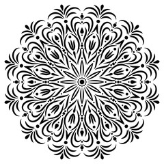 Round ornament pattern. Stencil. Mandala. Ethnic decorative background. Vector illustration.