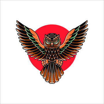 the owl tattoo vector design