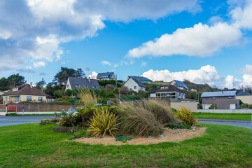 Fototapeta premium A roundabout in the village of Vierville-sur-mer in Normandy, France