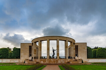 This beautiful war memorial is located in the American military cemetery near Colleville-sur-Mer in Normandy, France