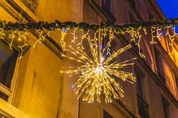 Apartments Christmas Decorations Lights Narrow Street Nimes Gard France
