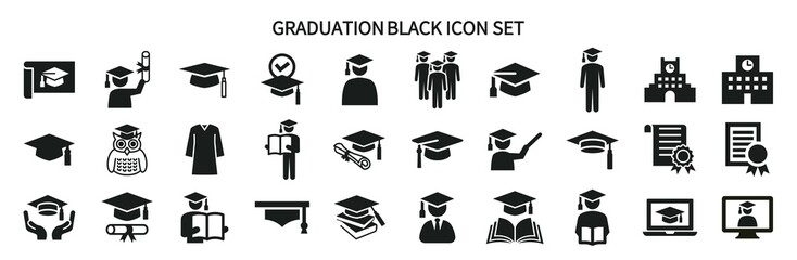 Icon set related to graduation and learning