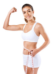 You can do anything you put your mind to. Cropped shot of a young woman measuring her waist.