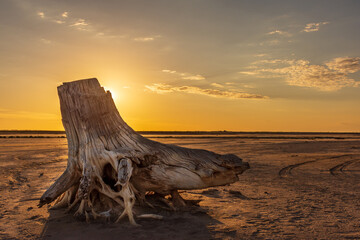 Epecuen at sunset in Buenos Aires, Argentina after the disastrous flood