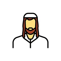 Jew in a hat line color icon. Isolated vector element.