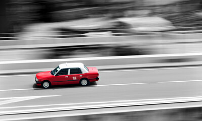Fototapeta na wymiar Taxi motion blur on the motorway