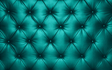 Teal leather capitone background texture
