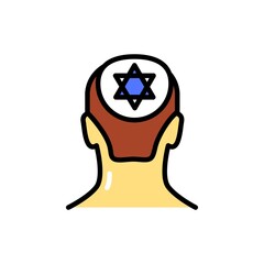 Man kippah or yarmulke line color icon. Isolated vector element.
