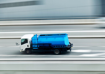 Fuel truck driving on the highway