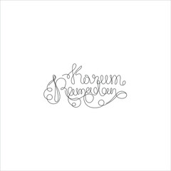 Ramadan Kareem inscription, continuous line drawing, small tattoo, print for clothes and logo design, emblem or logo design, isolated vector illustration.