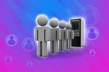 Obraz premium 3d illustration Bank Cash ATM Machine with people