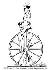 Vertical illustration of a 19th-century vintage bicycle. © Steve Estvanik/Wirestock Creators
