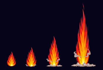 Explosion storyboard. Fire strike, flame and smoke