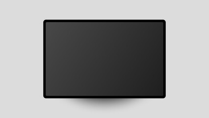 tablet or tv cast shadow on gray background, mockup or template, illustration