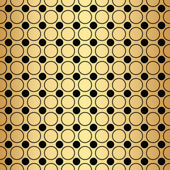 Geometric gold seamless repeat pattern background, gold and black wallpaper.
