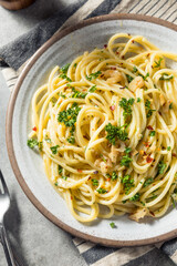 Homemade Italian Spaghetti Algio e Olio