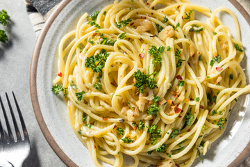 Homemade Italian Spaghetti Algio e Olio