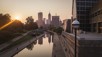 Beautiful view of the Indianapolis downtown in the early morning, USA