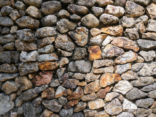 The walls are made of stacked stones.