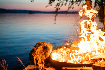 traditional finnish kokko - fire at midsummer