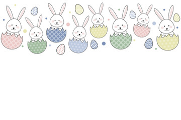 Design of a background with Easter rabbits and eggs. Vector