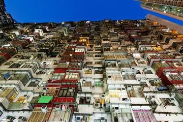 Low angle view of crowded residential building