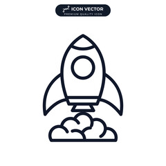 startup rocket icon symbol template for graphic and web design collection logo vector illustration