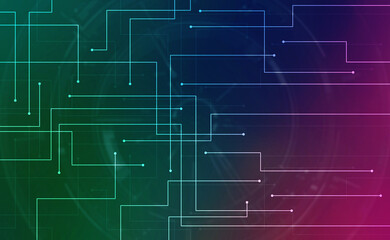 2d illustration Abstract futuristic electronic circuit technology background
