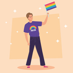 boy with lgtbi flag