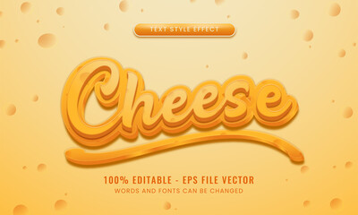 Cheese taste 3d editable text effect. suitable for food product needs. Premium Vector